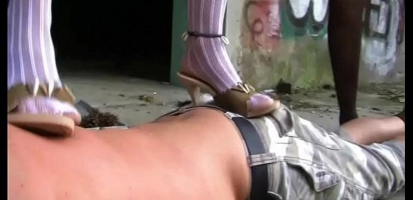  2 Young Mistresses in Stockings and Heels - Femdom, Footworship, Trampling